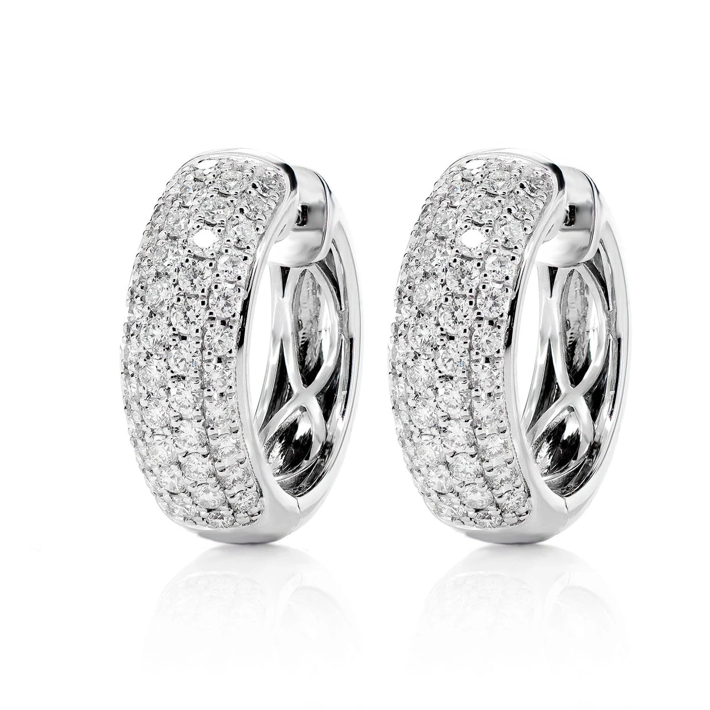 Four Row Bubbly Diamond Hoop Earrings