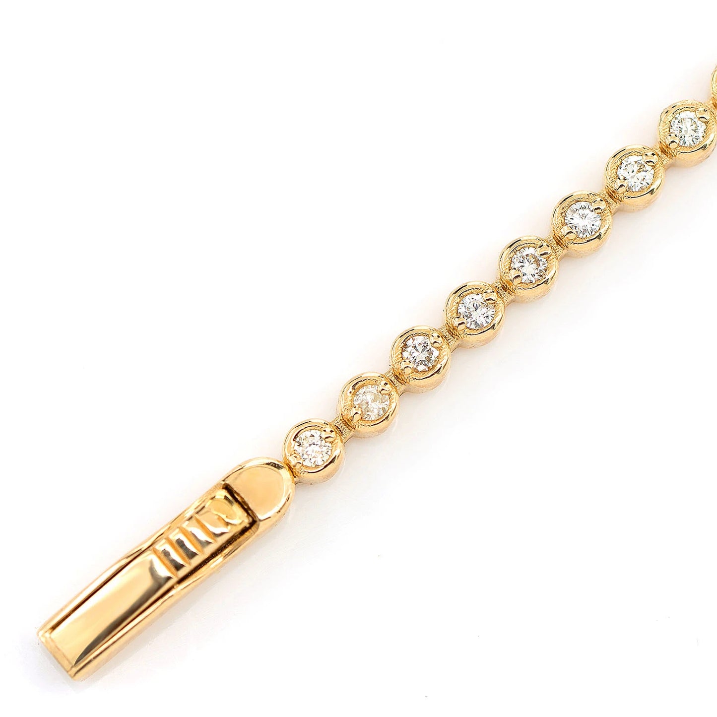 Extended Bezel Diamond Link Bracelet in 14K yellow gold, detail view