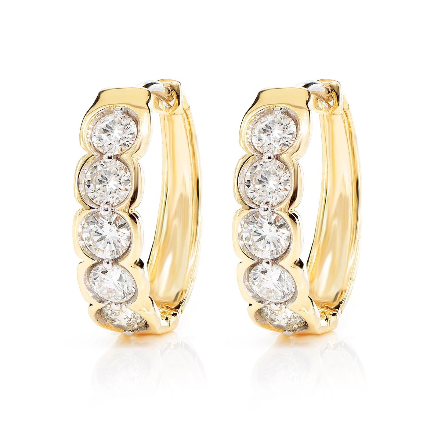 10pt Diamond Bezel Hoop Earrings