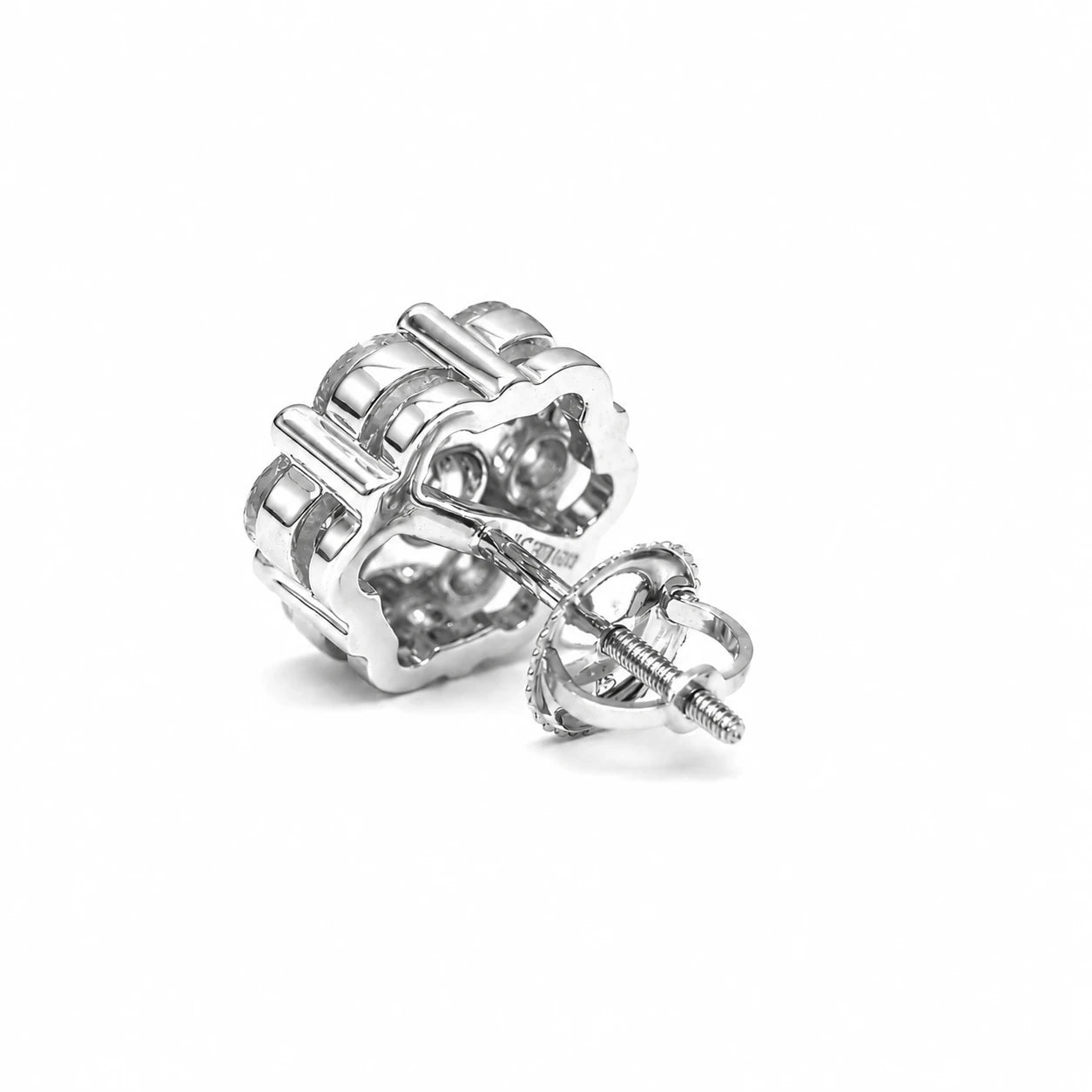 Flower Diamond Studs in 14K white gold, 4.00ctw, side view