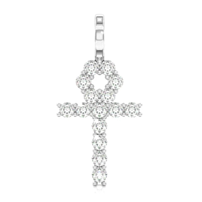 Diamond Ankh Pendant in 14K white gold, Entry | 0.25ctw, front view