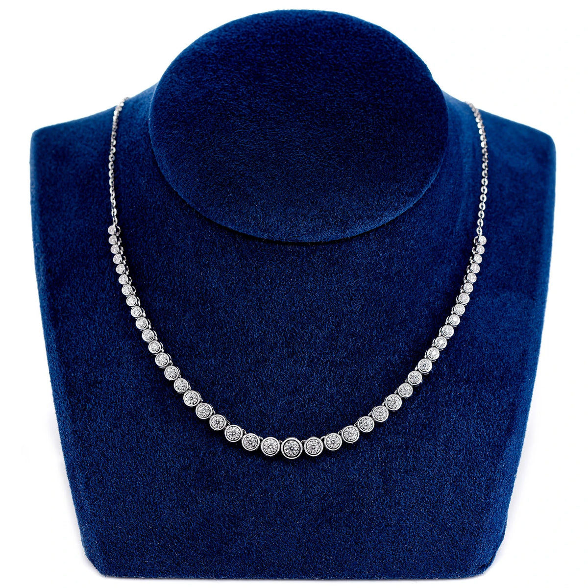 Graduated Miracle Set Bezel Diamond Tennis Necklace
