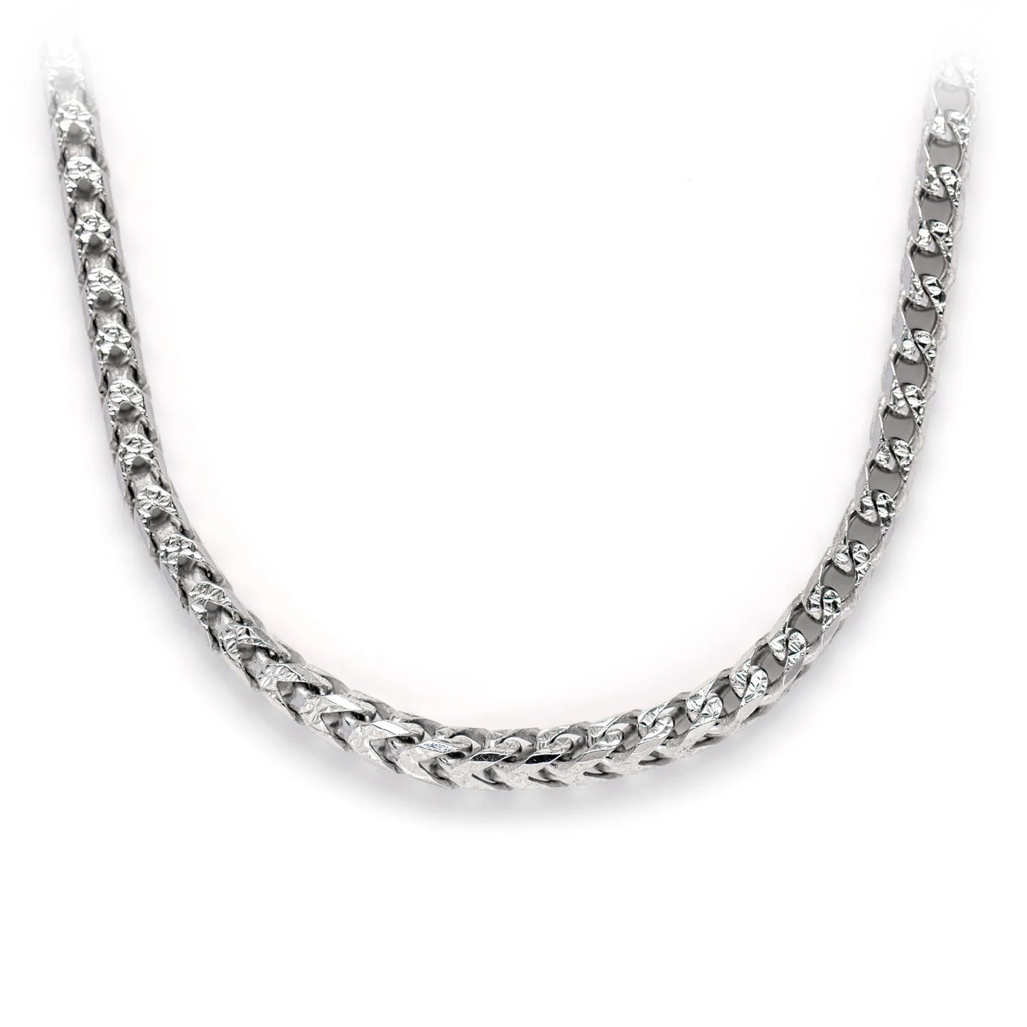 Sterling Silver Franco Chain in 925 sterling silver, 3mm width, front view