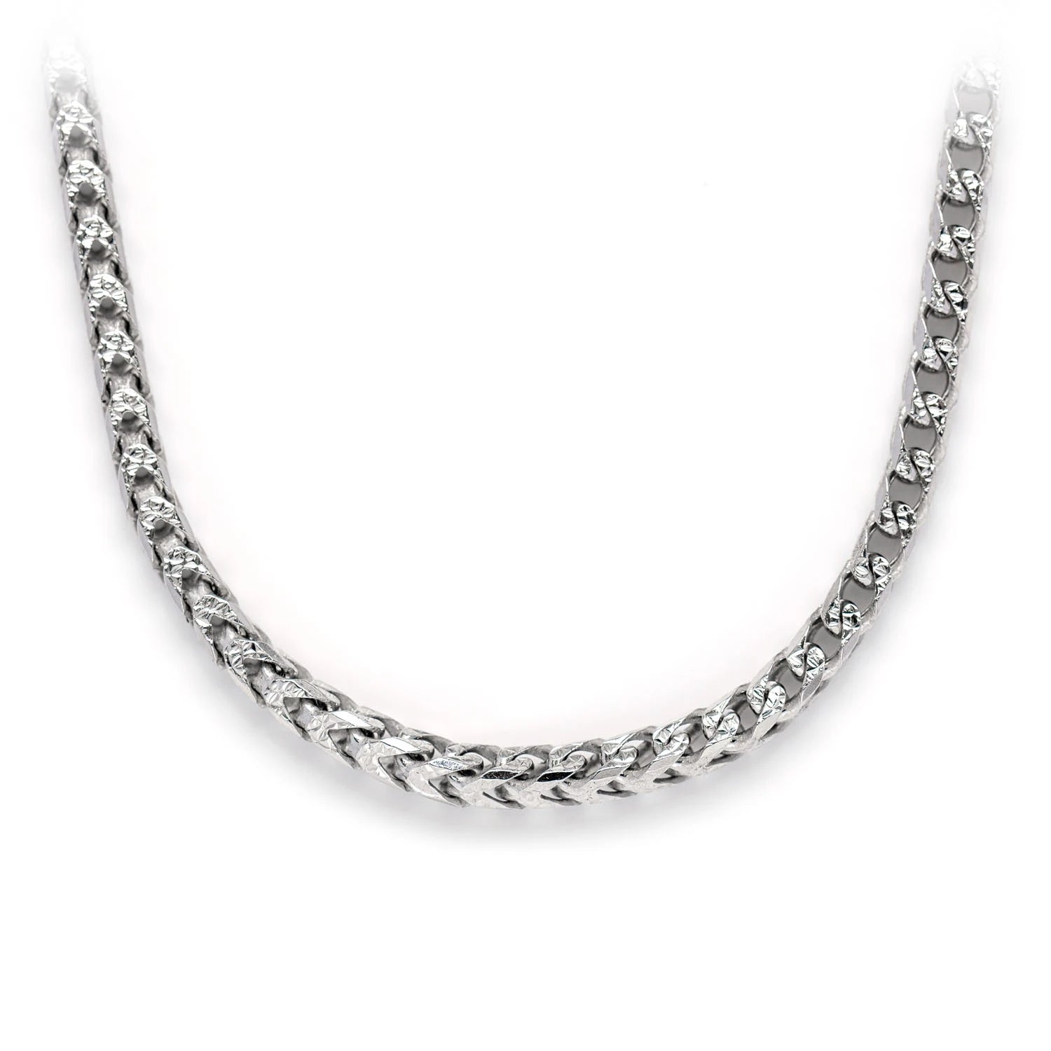 Sterling Silver Franco Chain in 925 sterling silver, 3mm width, front view