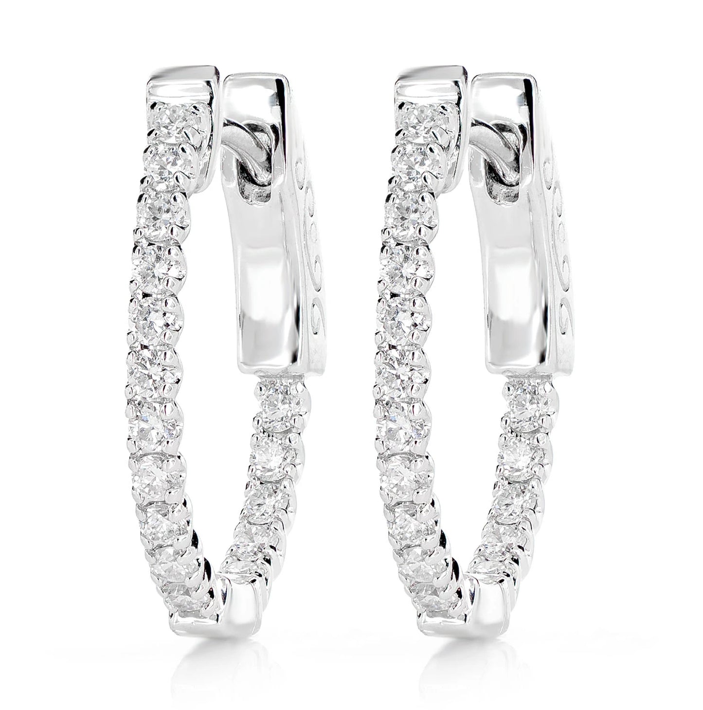 1pt Inside Outside Diamond Hoop Earrings