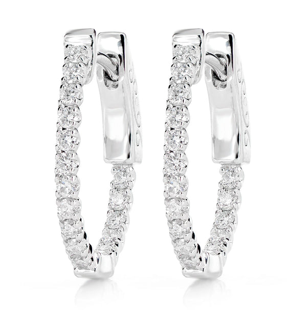 1pt Inside Outside Diamond Hoop Earrings