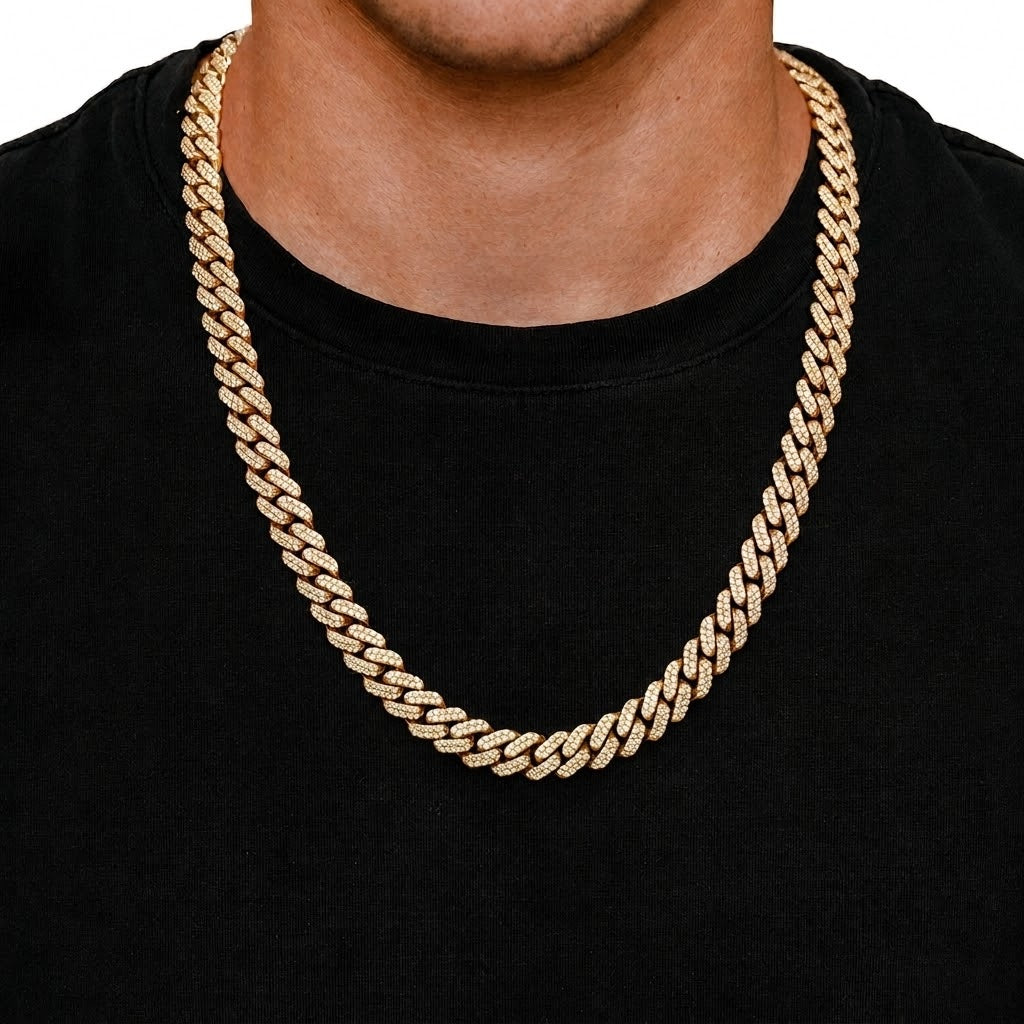 Iced Miami Cuban Necklace | 14K Gold | Icebox – Icebox Diamonds