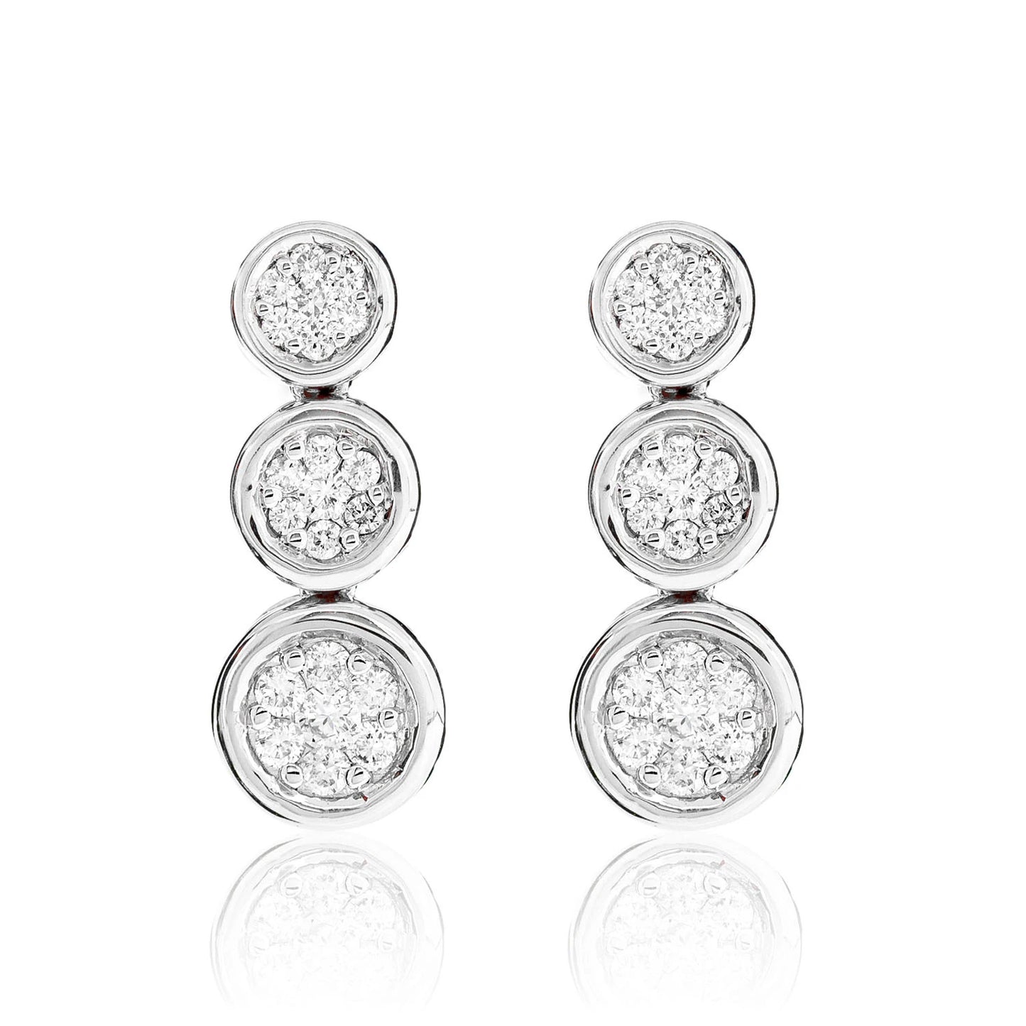 Graduated Cluster Diamond Bezel Dangle Earrings