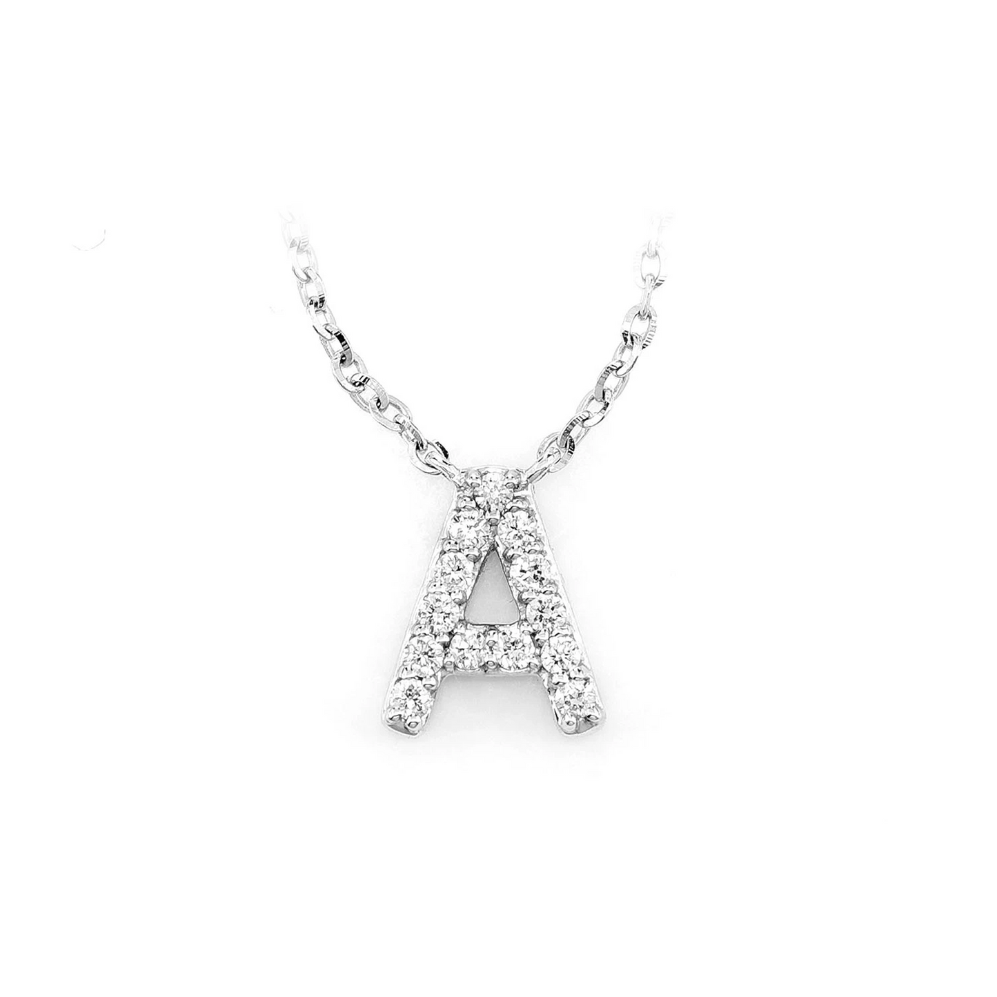 Any Letter Diamond Necklace in 14K gold, front view
