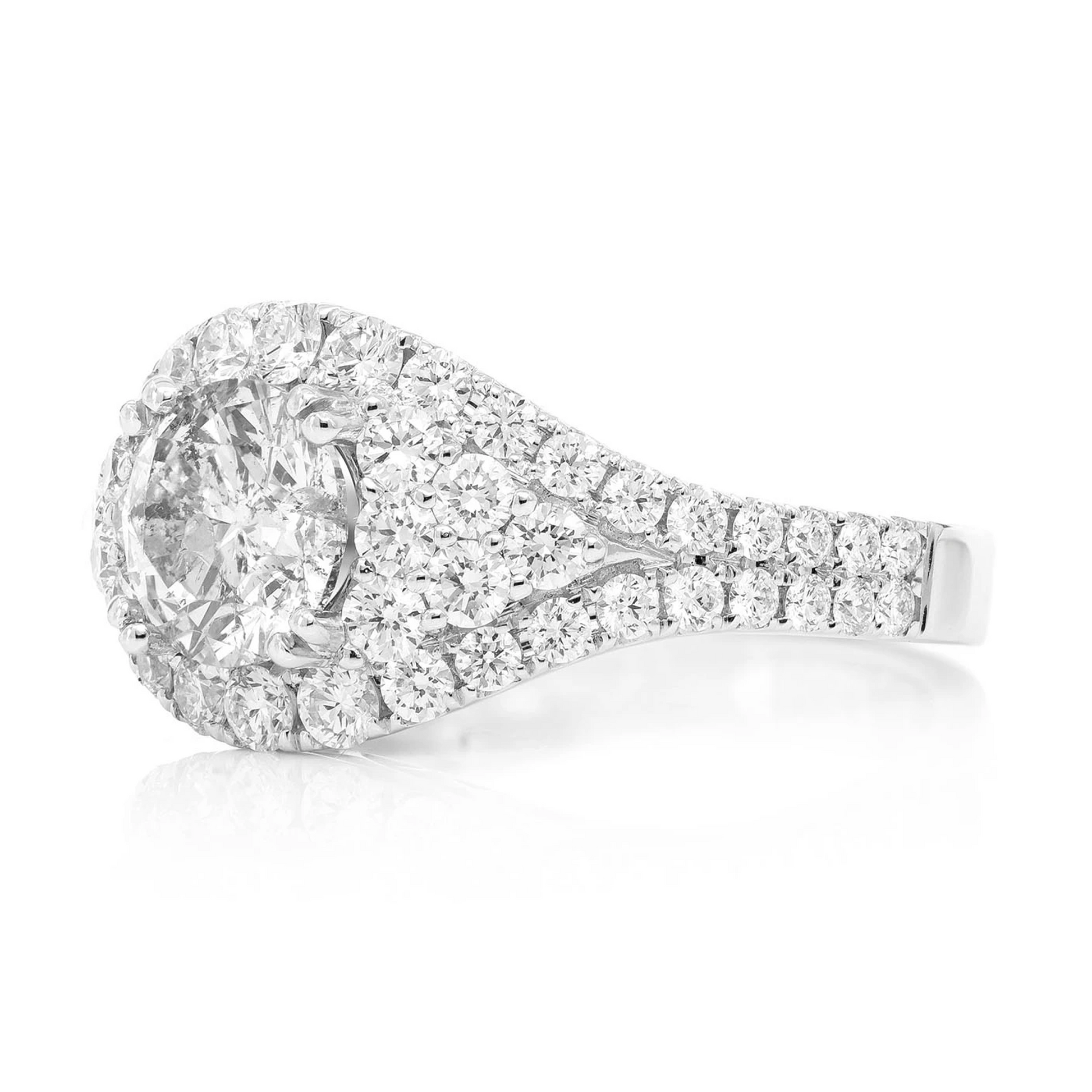 Round Tier Halo Diamond Ring in 14K white gold, alternate view
