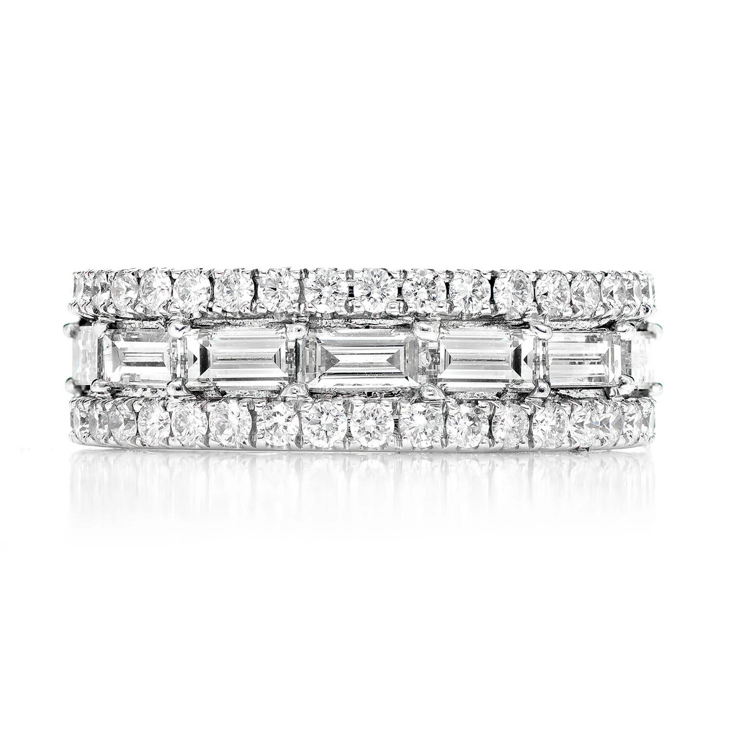 Eternity Round and Baguette Border Diamond Band Ring