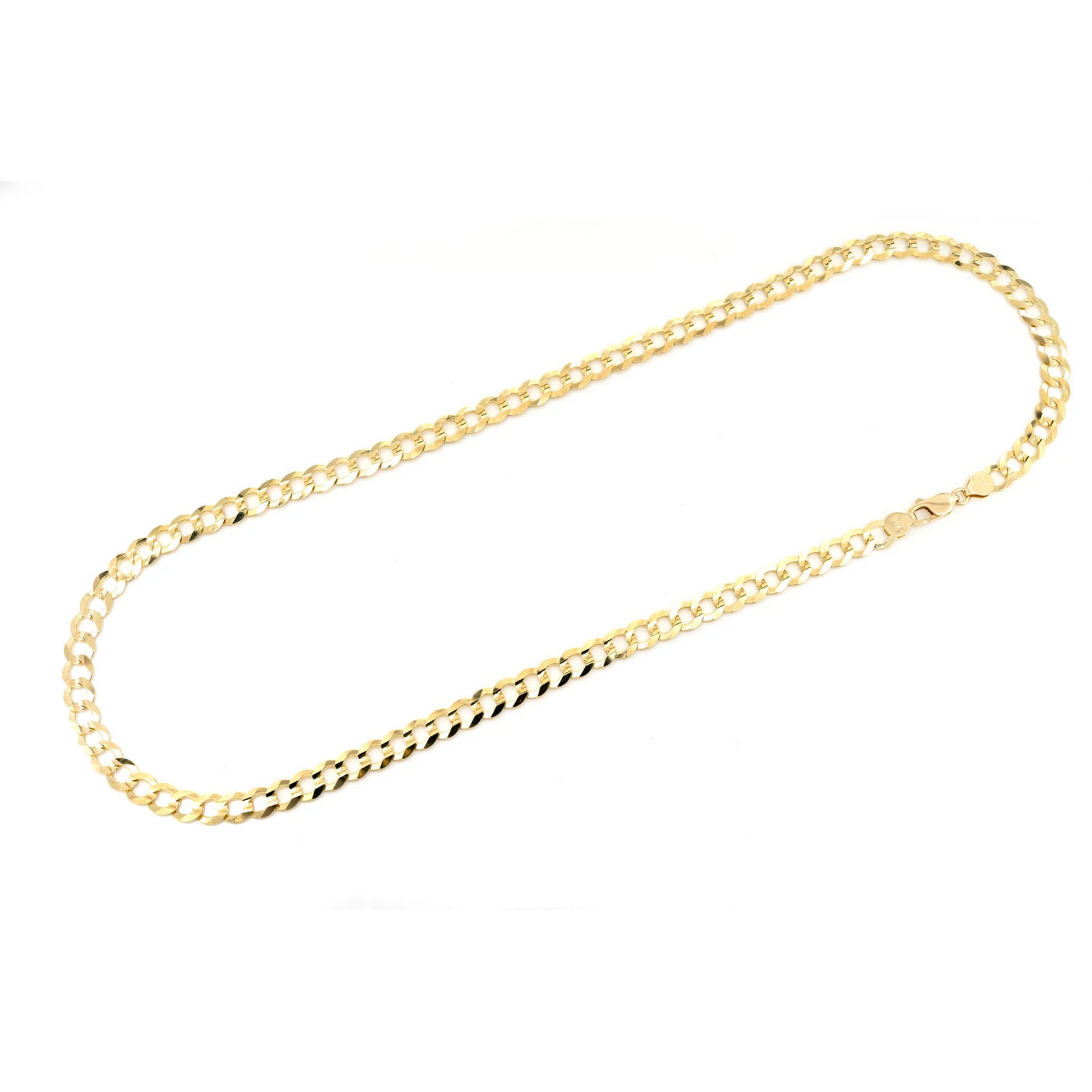 Flat Curb Gold Chain in 14K yellow gold, 7mm width, alternate view