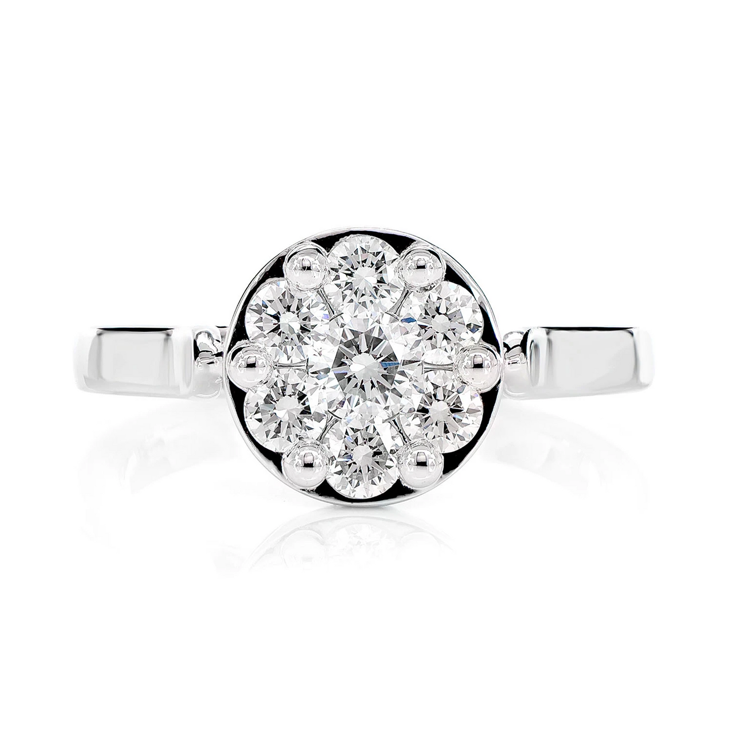 Cathedral Round Cluster Diamond Engagement Ring