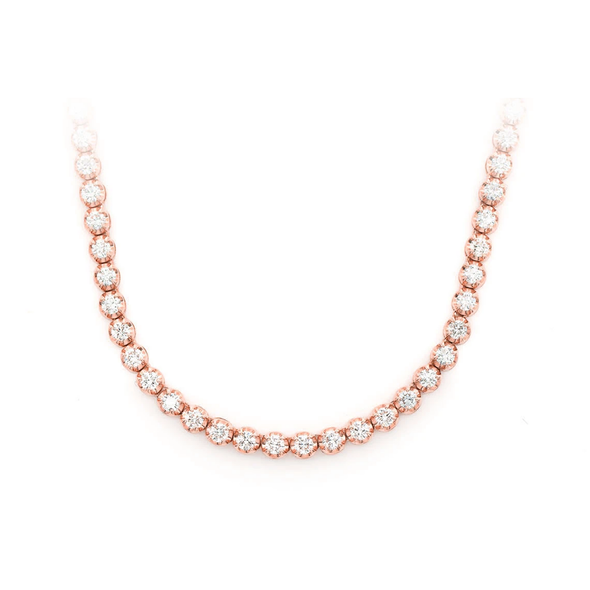 Crown Diamond Tennis Necklace in 14K rose gold, 6pt / 9.75ctw, front view