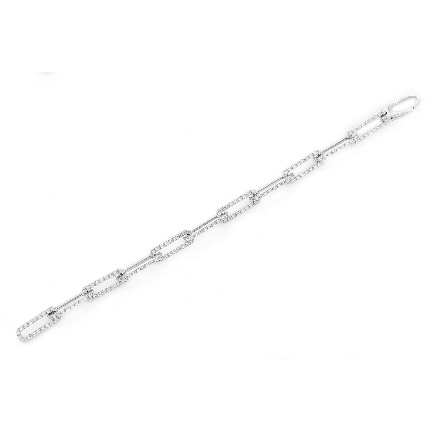 Iced Elongated Rolo Diamond Bracelet in 14K white gold, detail view