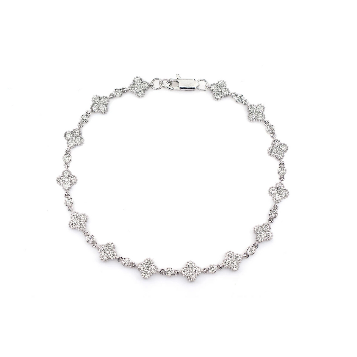 Clover Link Bezel Milgrain Diamond Bracelet