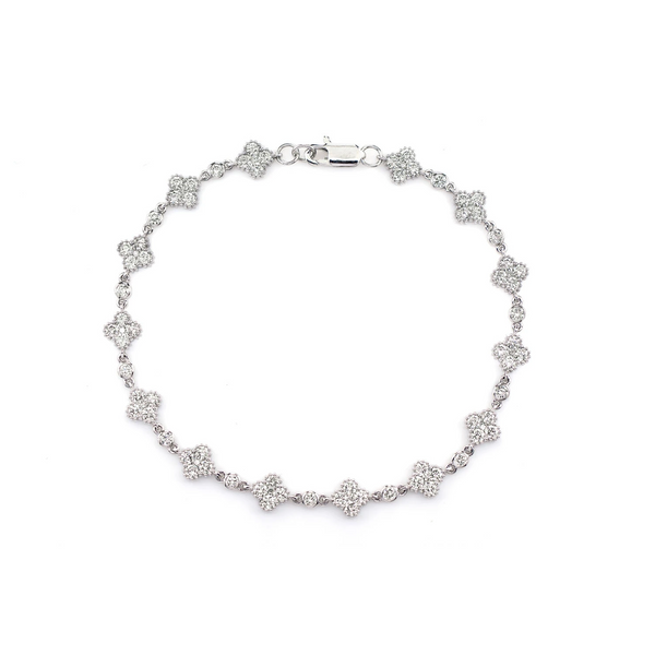 Clover Link Bezel Milgrain Diamond Bracelet