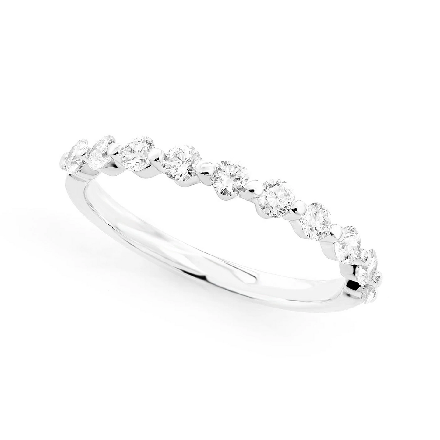Floating Diamond Stackable Ring in 14K white gold, angled view