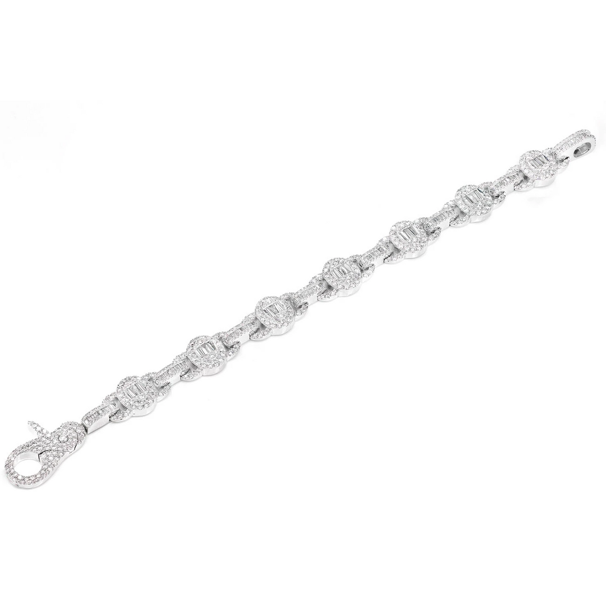 Oval Frame Baguette and Round Diamond Bracelet