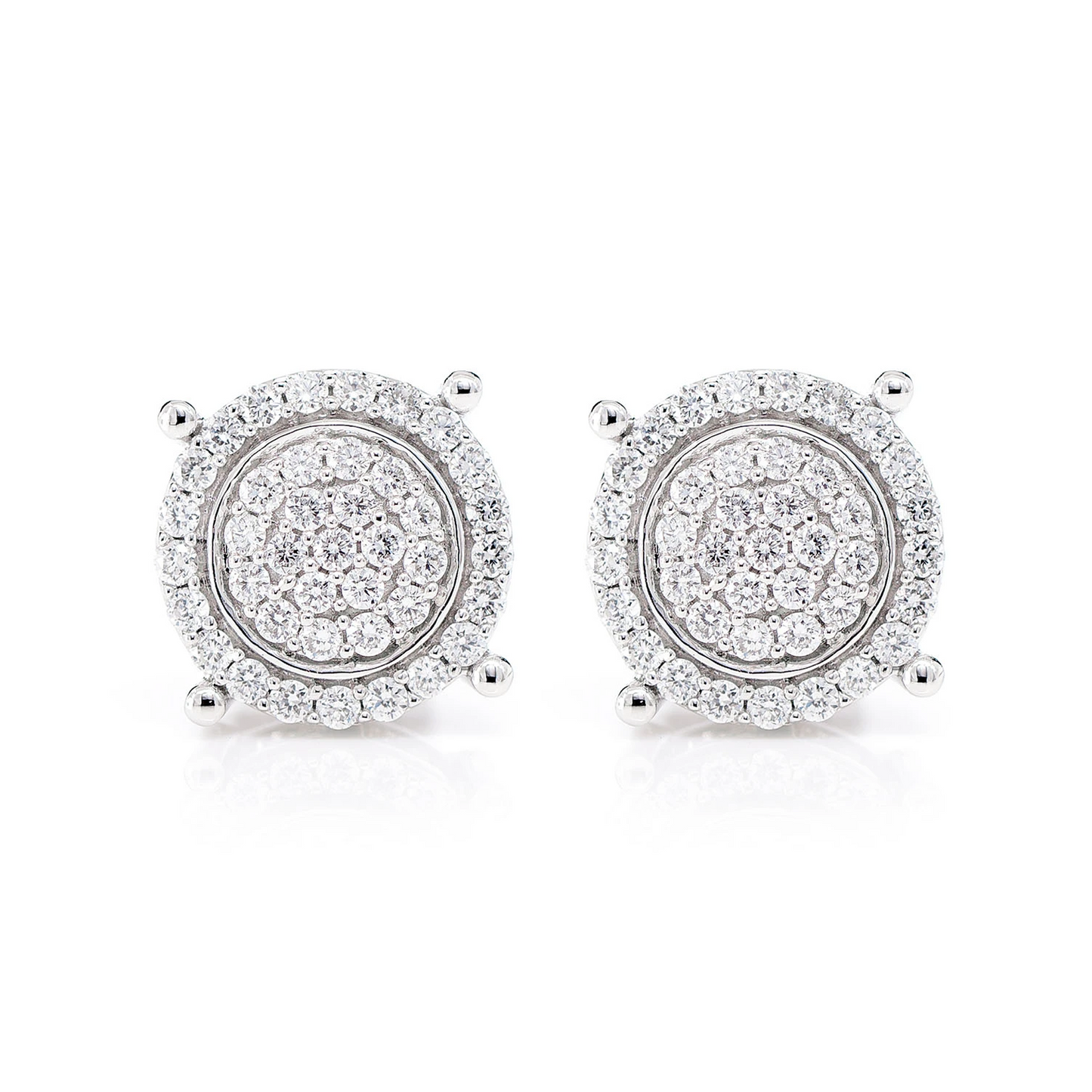 Two Layer Cluster Halo Diamond Stud Earrings 0.50ctw