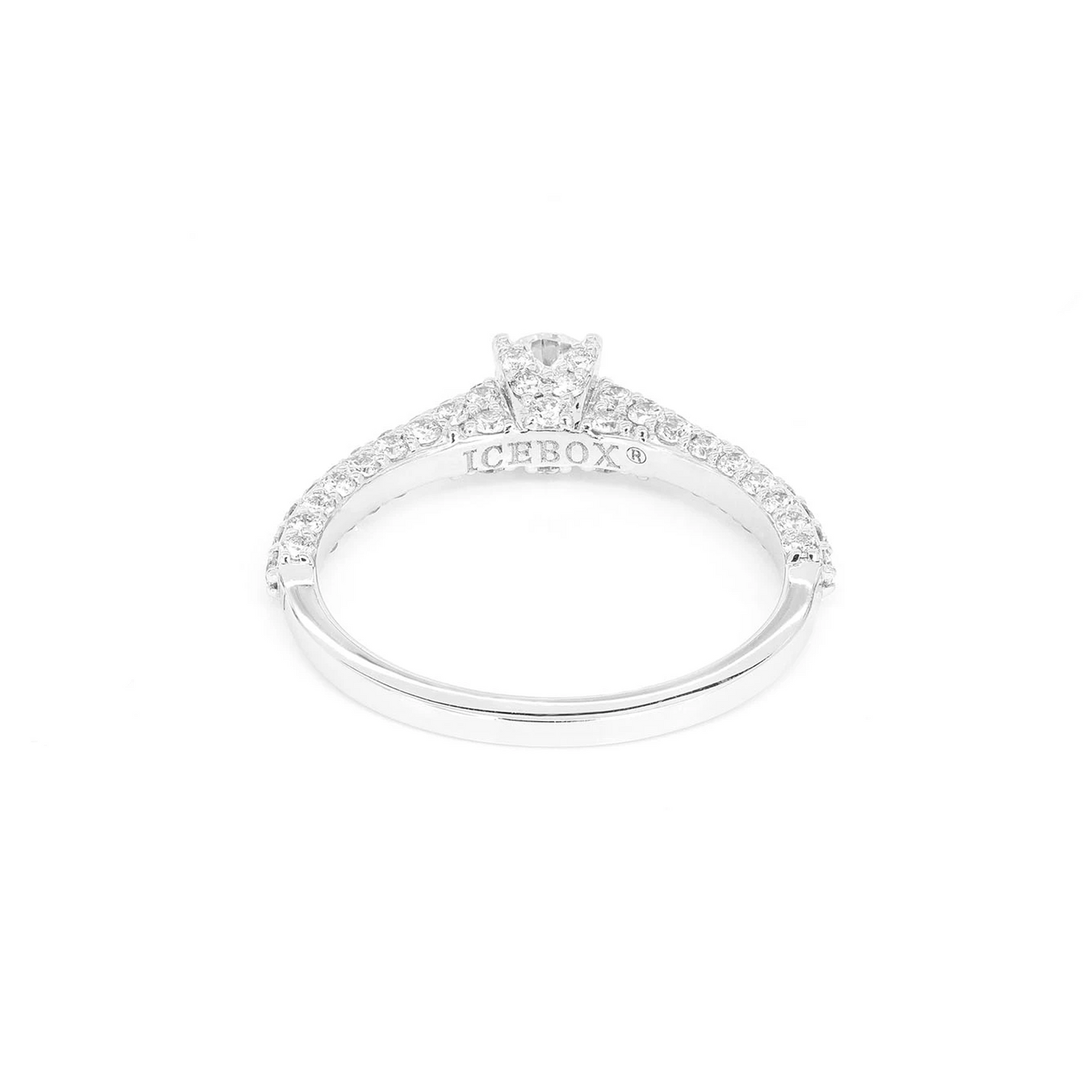 Cathedral Pavé Diamond Engagement Ring in 14K white gold, detail view