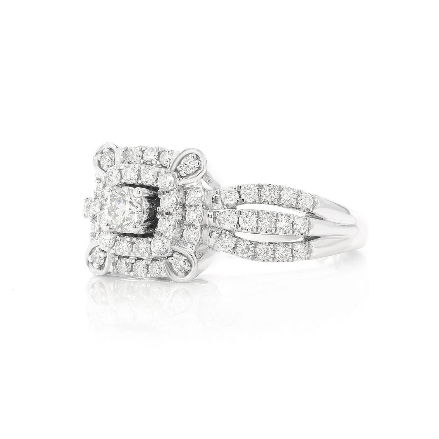 Two Tier Diamond Ring in 14K white gold, detail view