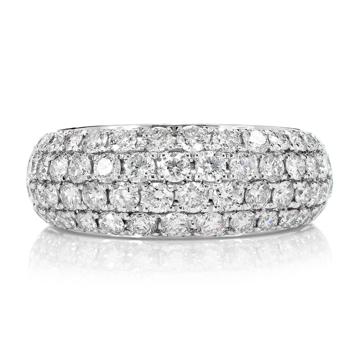Four Row Bubbly Diamond Band Ring Platinum
