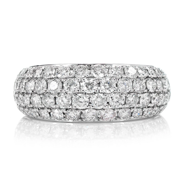 Four Row Bubbly Diamond Band Ring Platinum