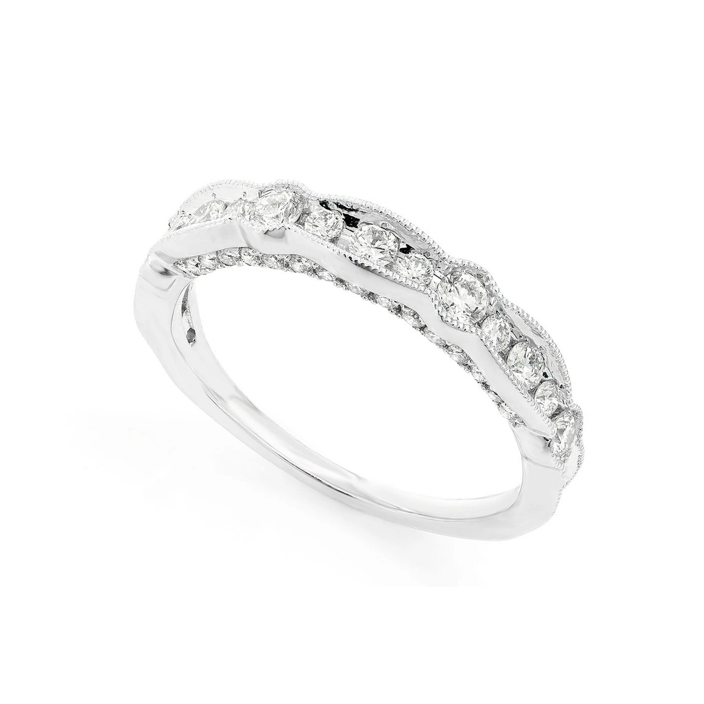 Classic Swirl Milgrain Ring in 14K white gold, detail view
