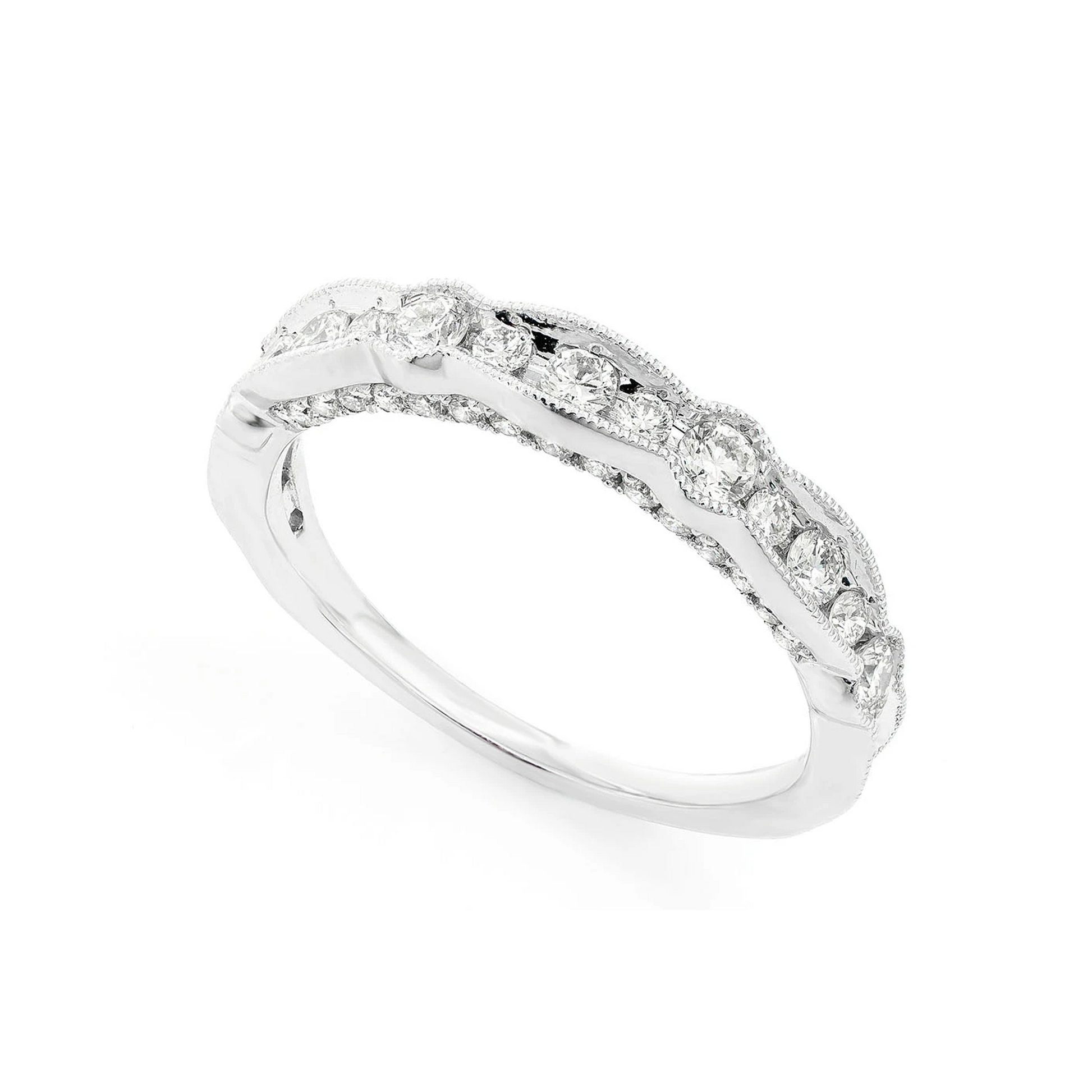 Classic Swirl Milgrain Ring in 14K white gold, detail view