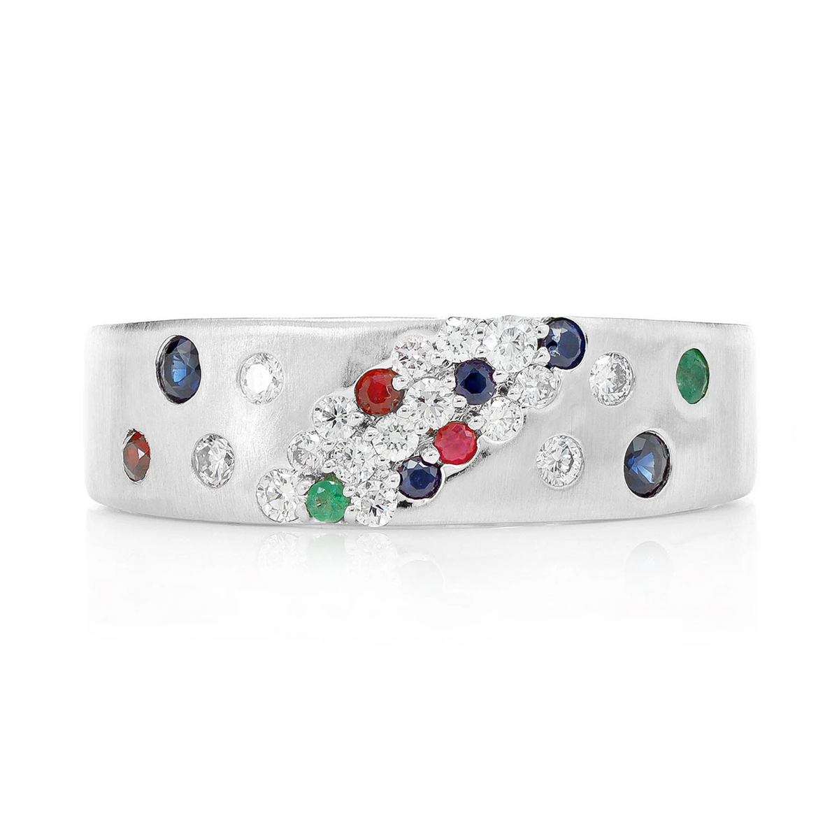 Scattered Cluster Multi Gem and Diamond Band Ring