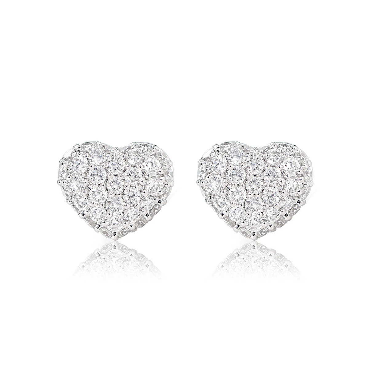 Bubbly Diamond Heart Stud Earrings