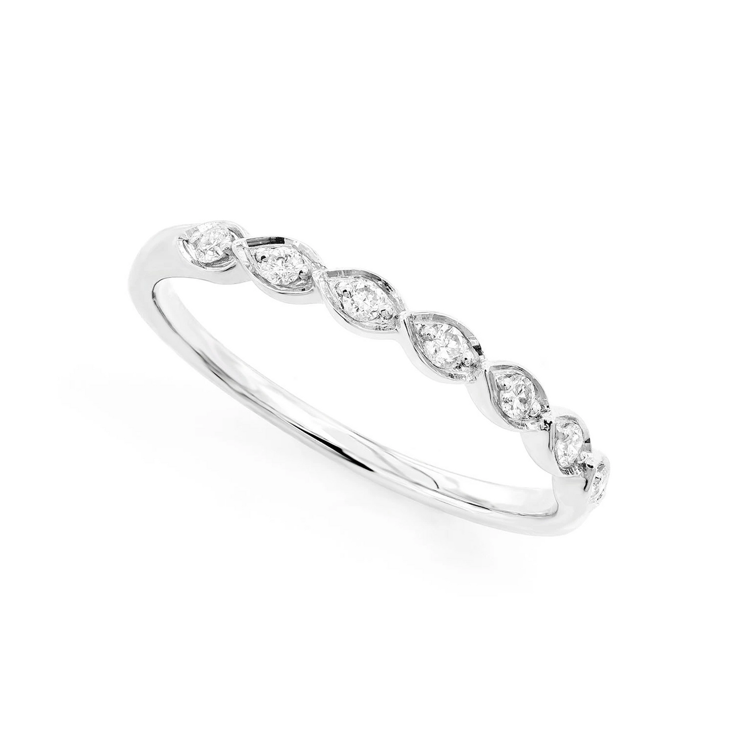 Marquise Single Row Ring in 14K white gold, angled view