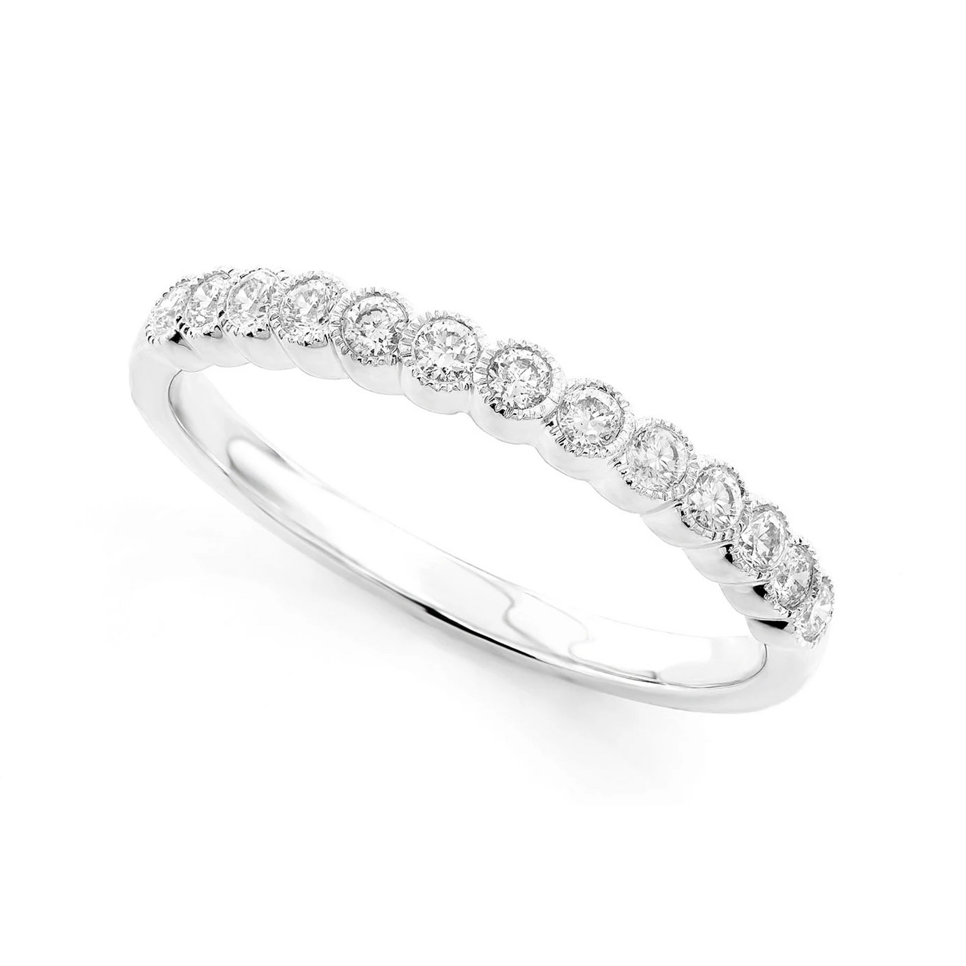 Stackable Diamond Ring in 14K white gold, angled view