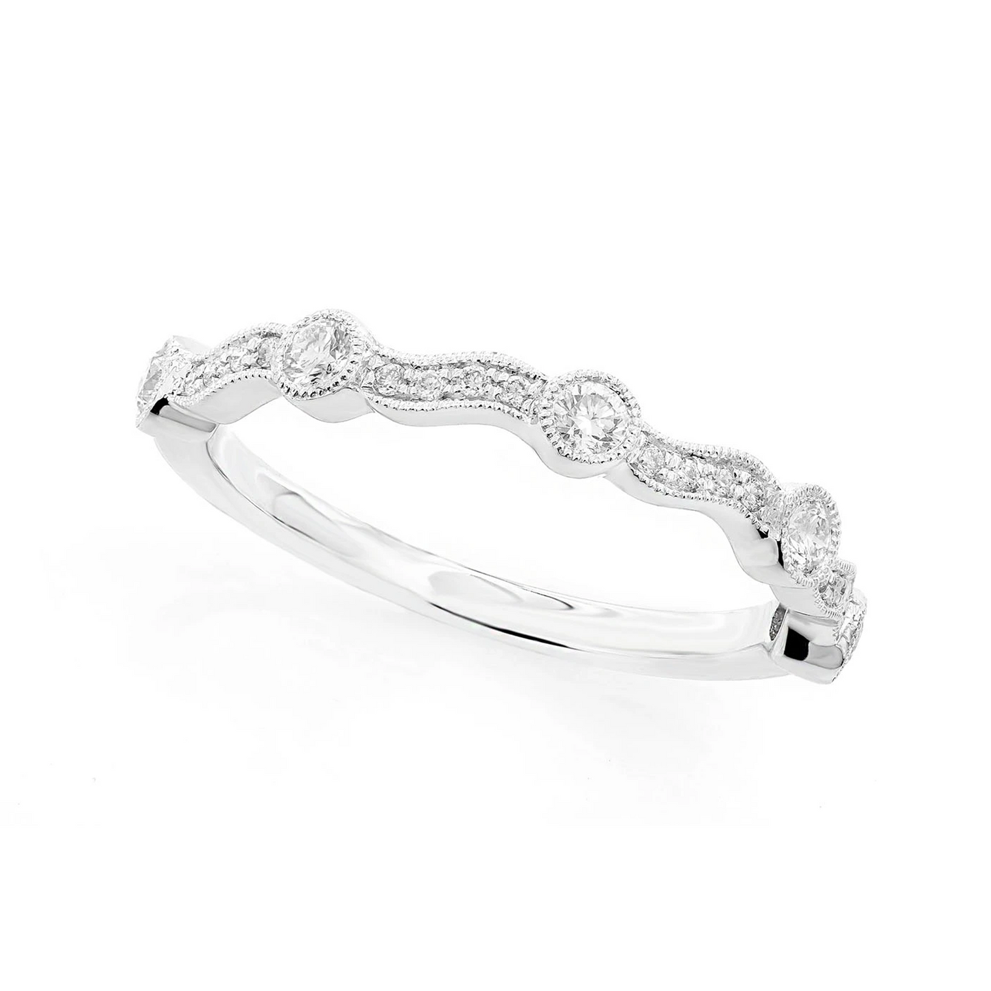 Stackable Diamond Band Ring in 14K white gold, detail view
