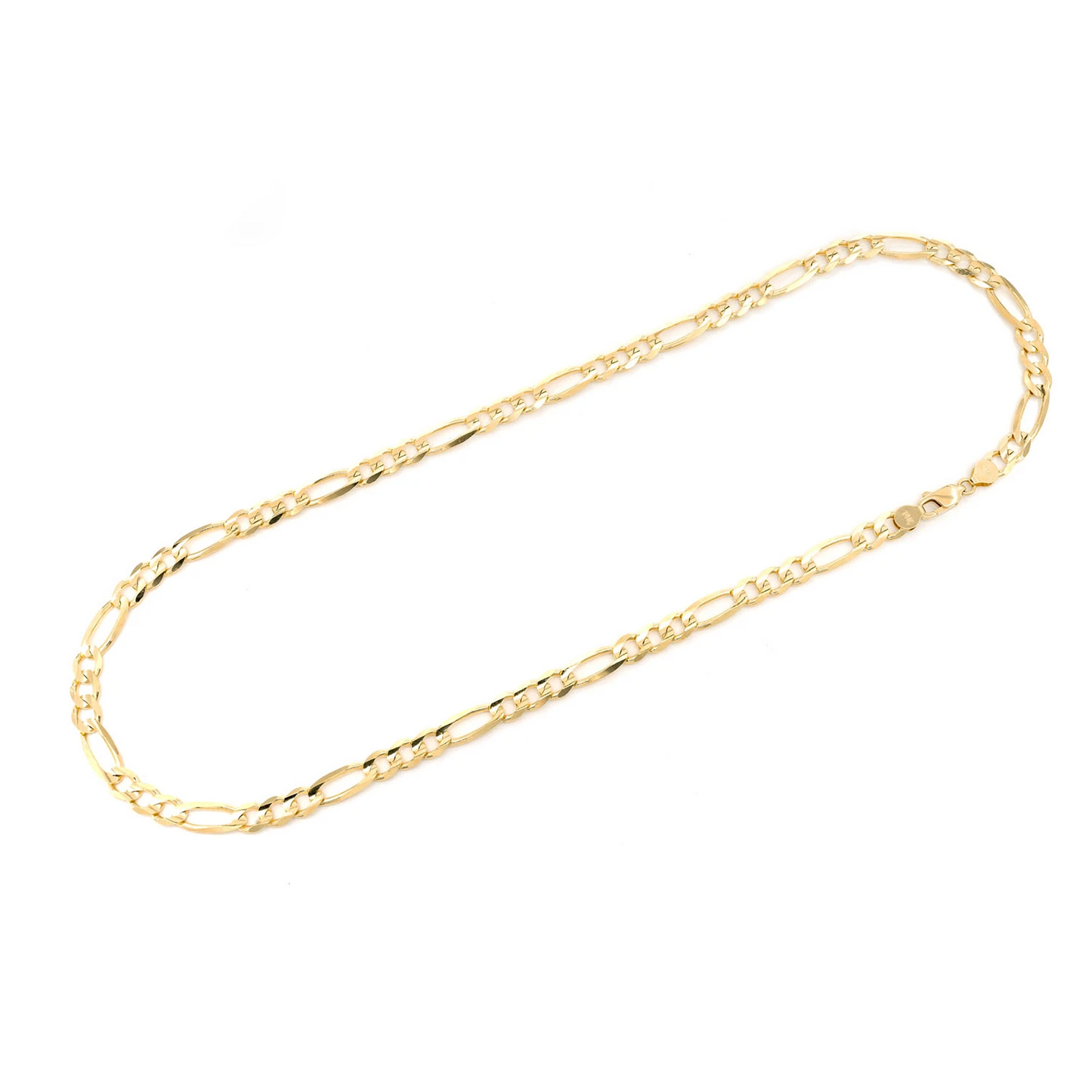 Figaro Gold Chain in 14K yellow gold, 7mm width, detail view