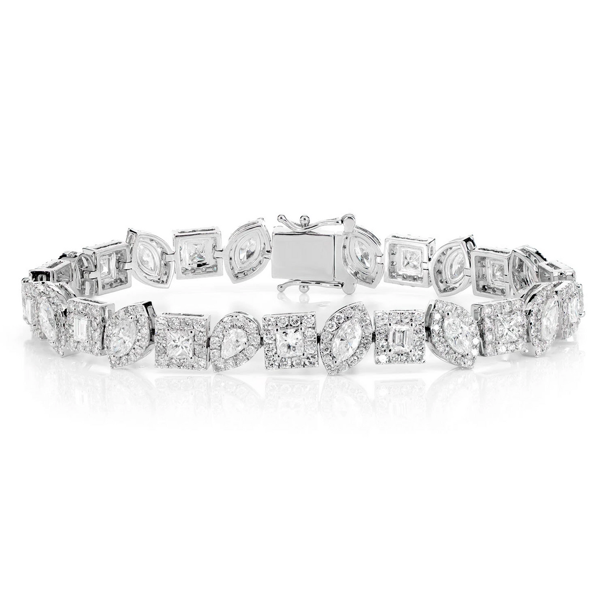 Multi Shape Diamond Halo Tennis Bracelet