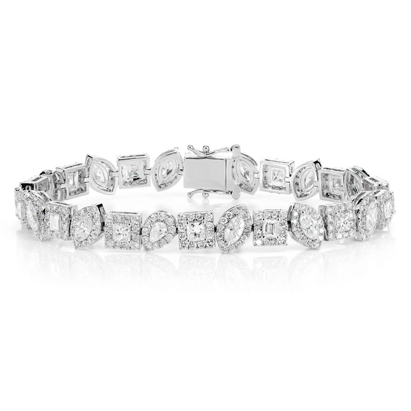 Multi Shape Diamond Halo Tennis Bracelet