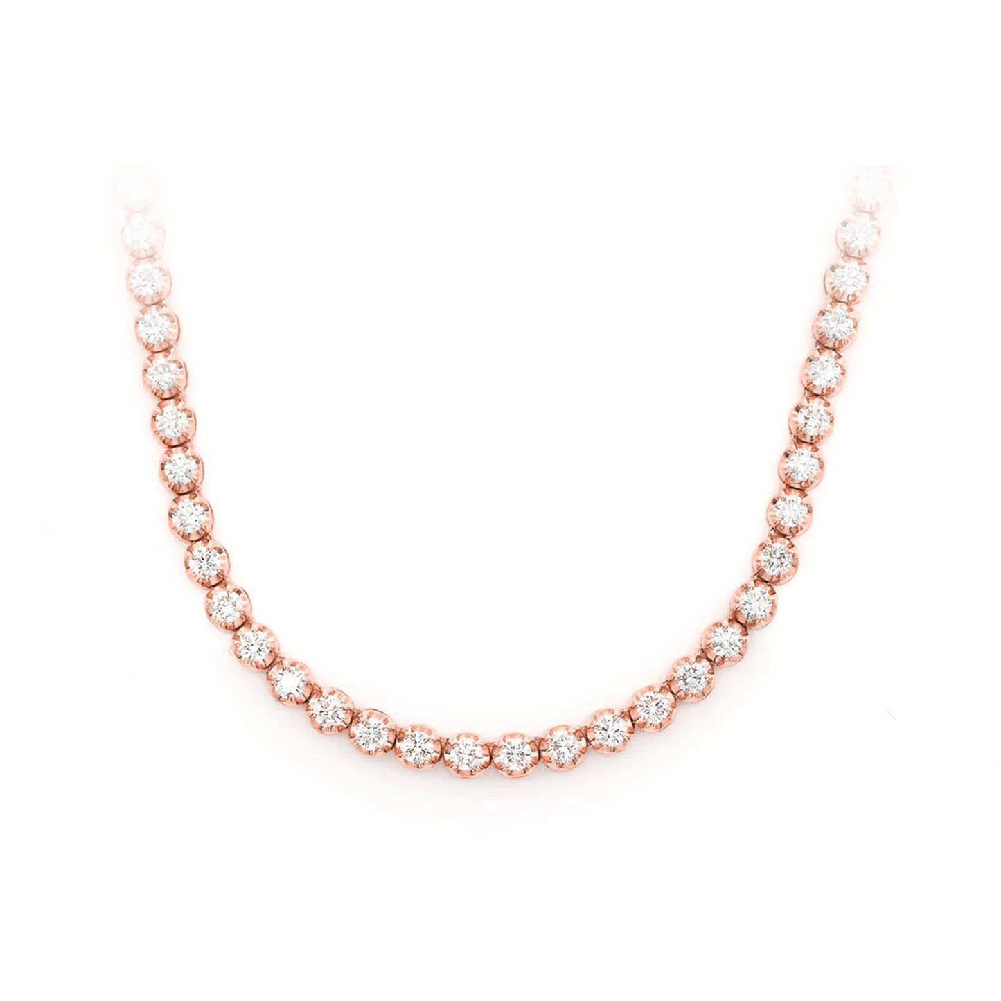 Crown Diamond Tennis Necklace in 14K rose gold, 7pt / 10.00ctw, front view