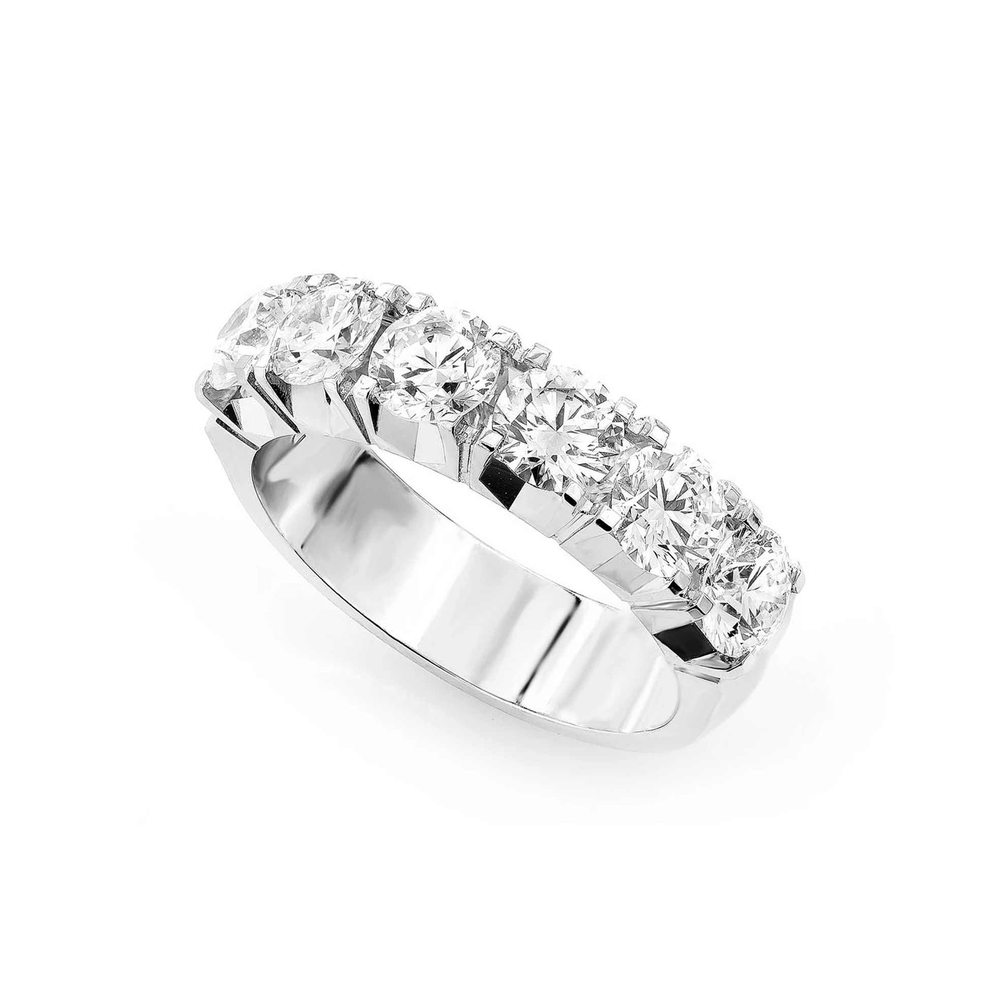 Five Stone Diamond Ring in 14K white gold, angled view