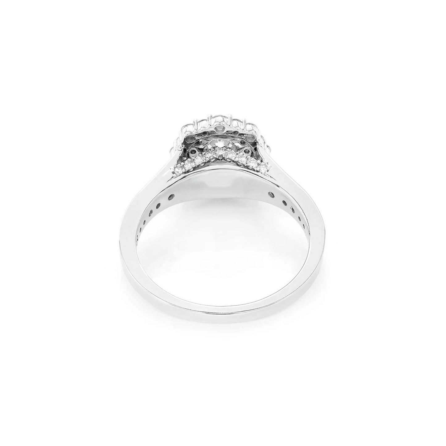 Fancy Double Halo Diamond Ring in 14K white gold, alternate view
