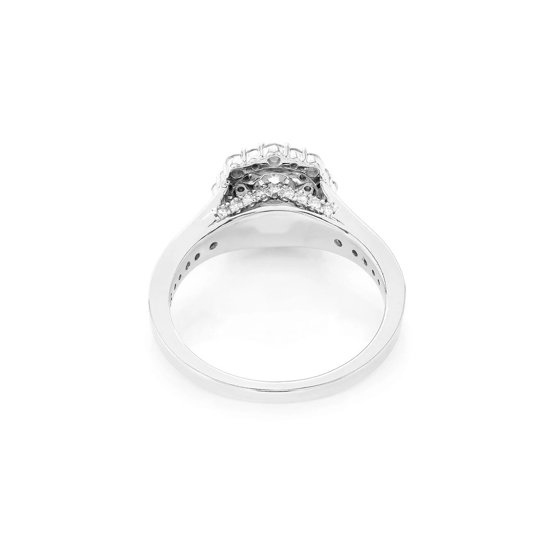 Fancy Double Halo Diamond Ring in 14K white gold, alternate view