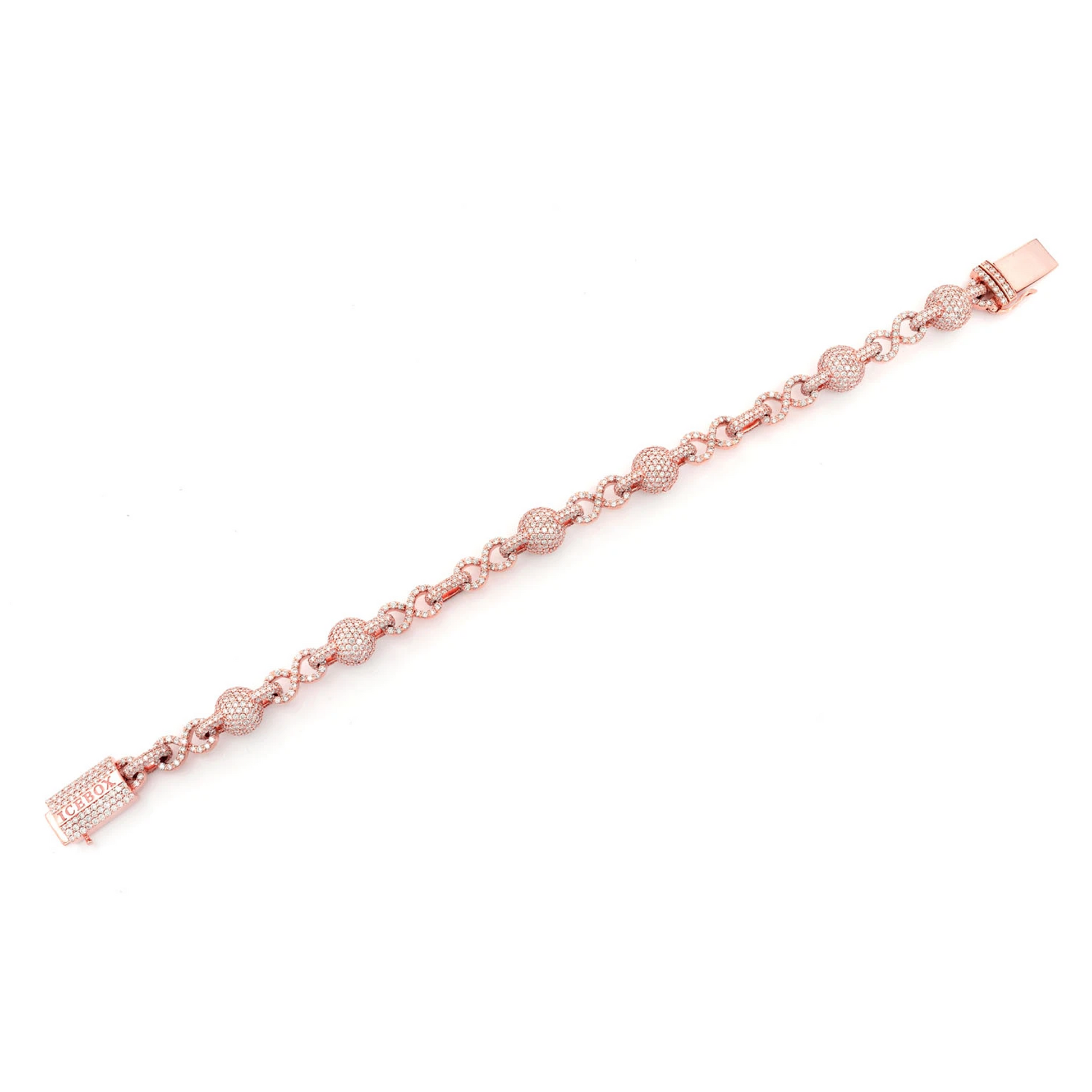 Infinity Bead Link Diamond Bracelet in 14K rose gold, alternate view