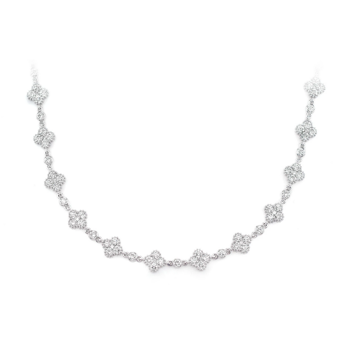 Clover Diamond Milgrain Link Station Necklace