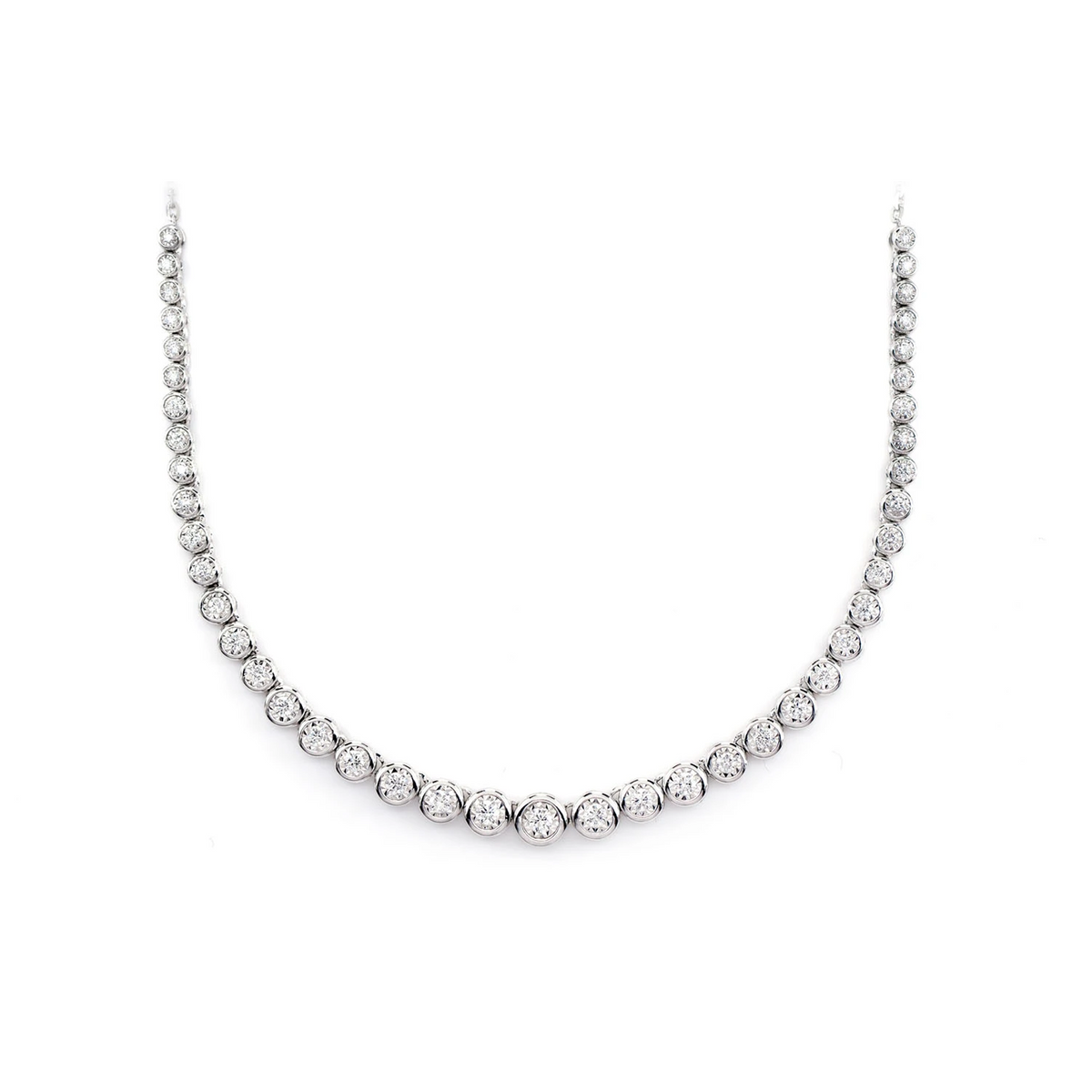 Graduated Miracle Set Bezel Diamond Tennis Necklace