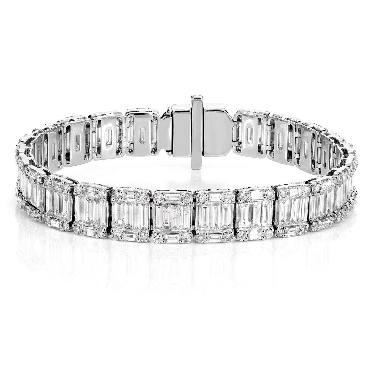 Baguette and Round Diamond Link Bracelet