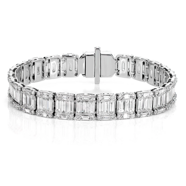 Baguette and Round Diamond Link Bracelet
