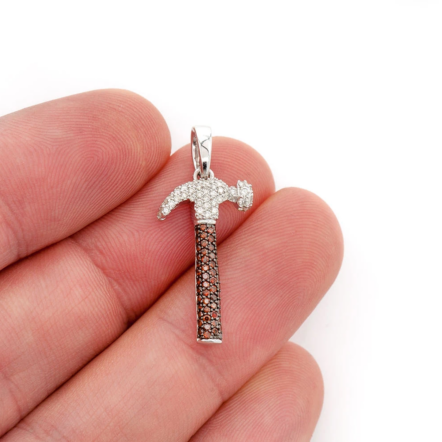 Hammer Diamond Pendant in 14K rose gold, angled view