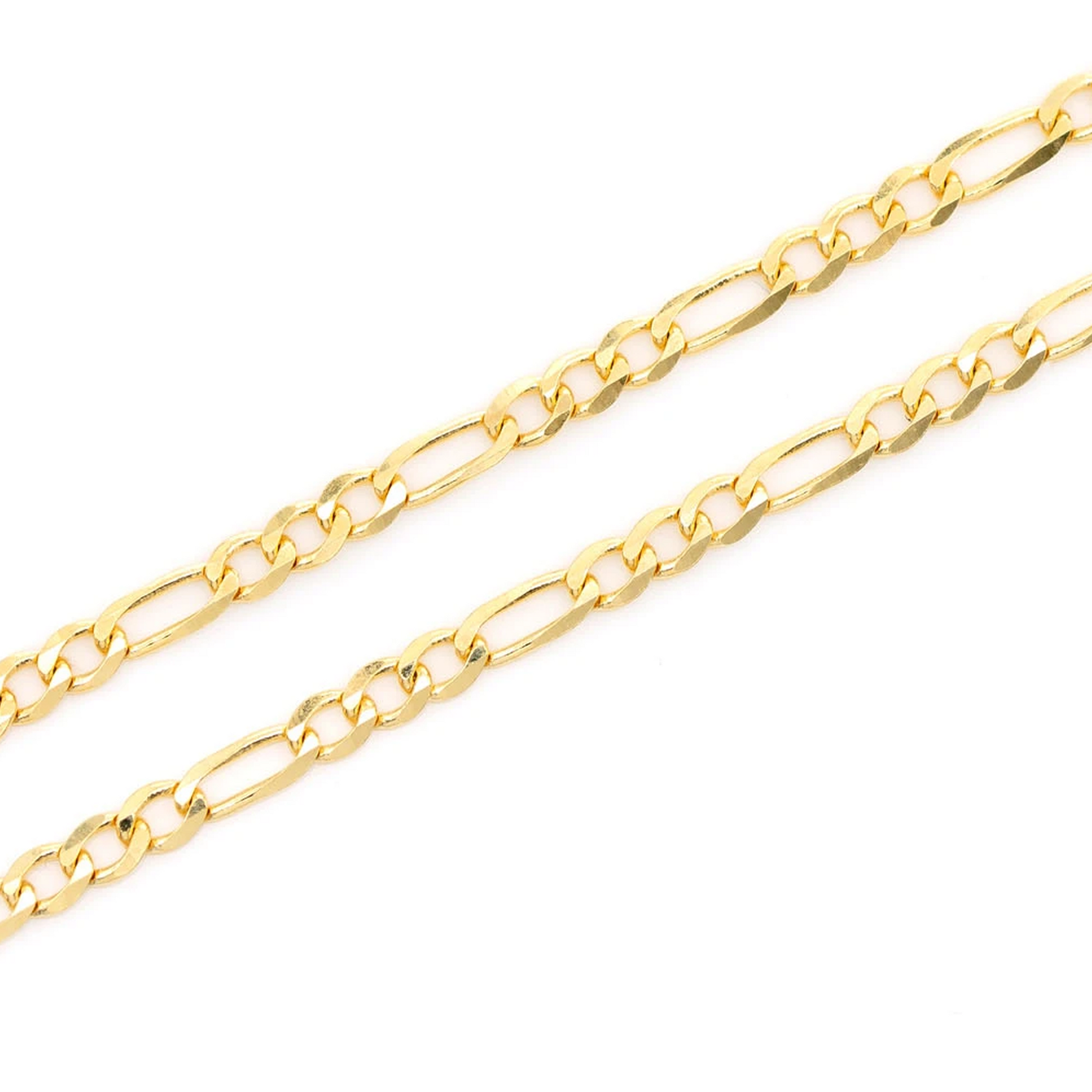 Figaro Gold Chain in 14K yellow gold, 2.5mm width, angled view