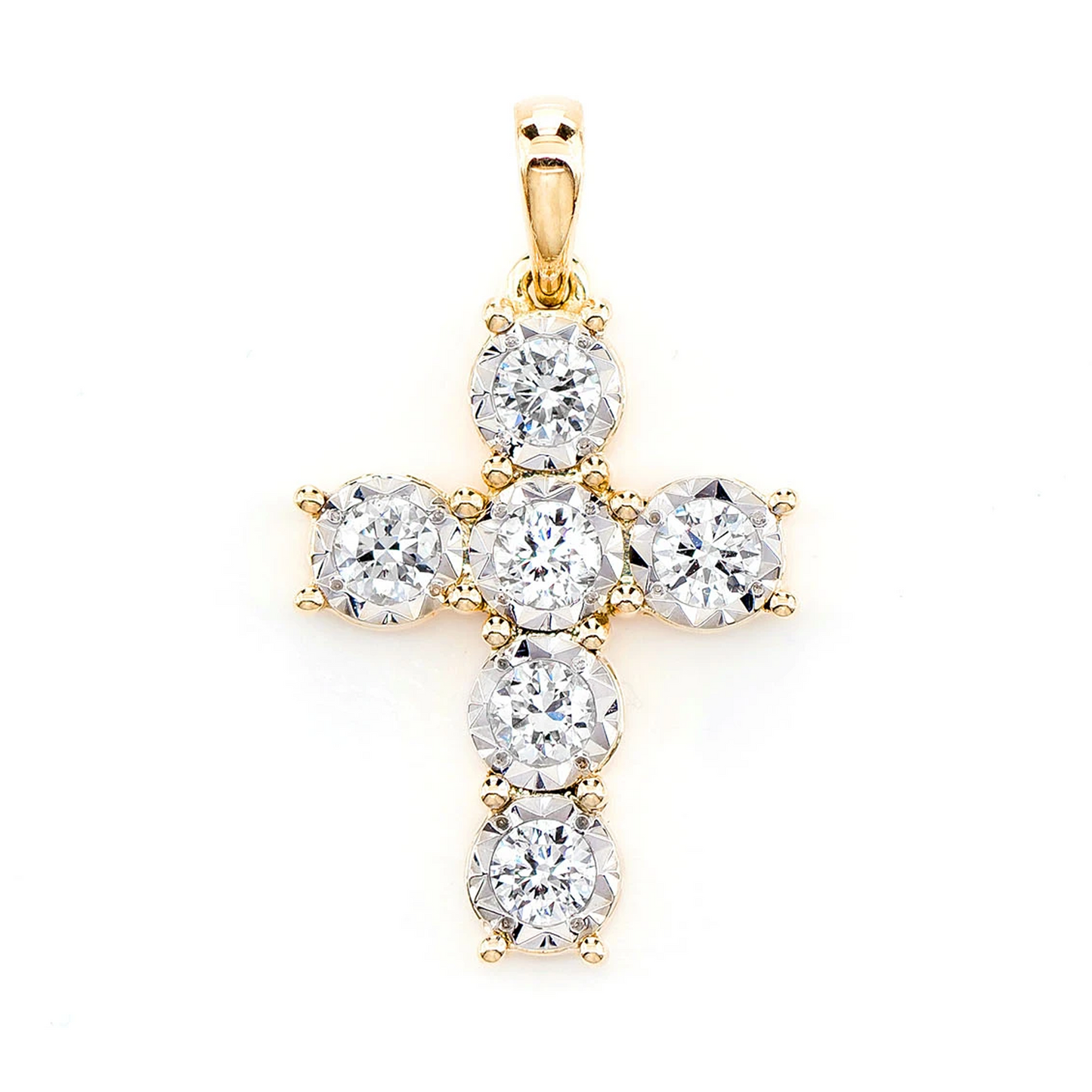Six Stone Miracle Set Diamond Cross Pendant